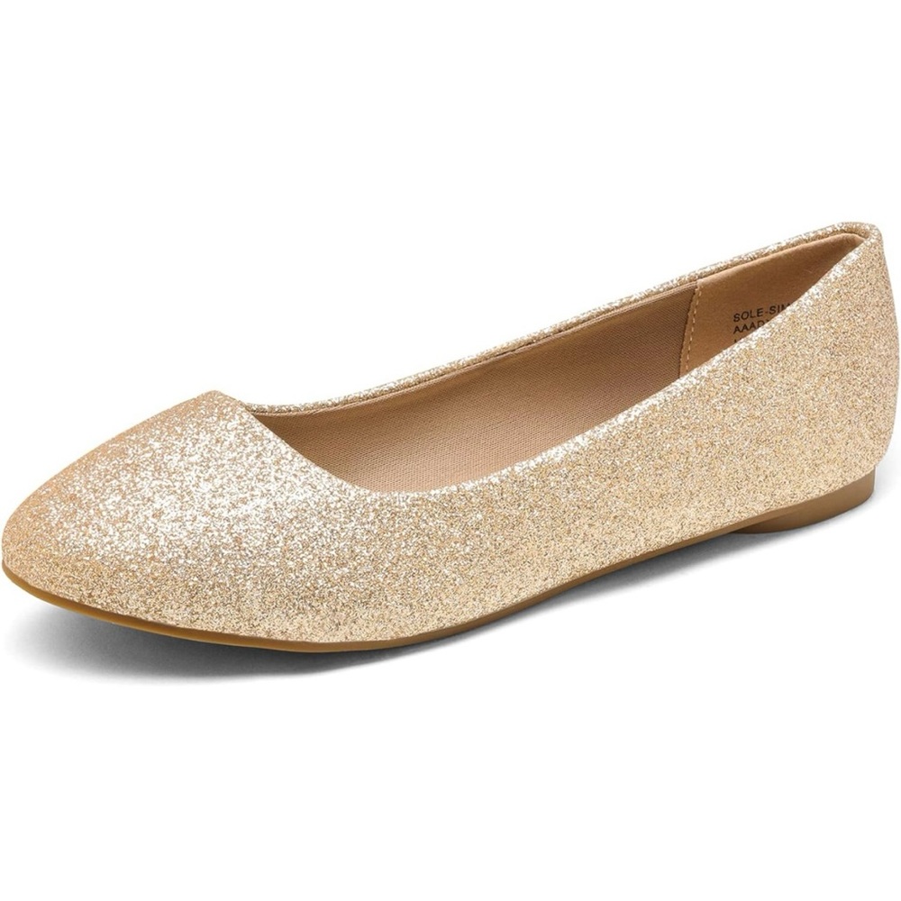 Free Shipping! Gold Glitter Flats by Dream Pairs